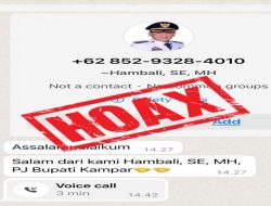 Awas, Beredar Nomor Hoax Pj Bupati Kampar
