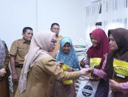 Wabup Kampar Serahkan Bantuan Sembako dari Bapanas di Desa Sawah